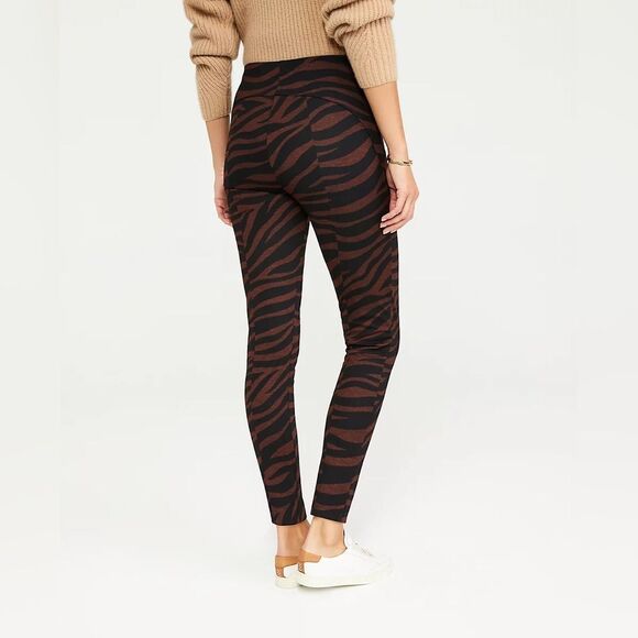NWT Ann Taylor Orange and Black The Zebra Print Seamed Legging SZ 00 Tiger - Picture 2 of 3